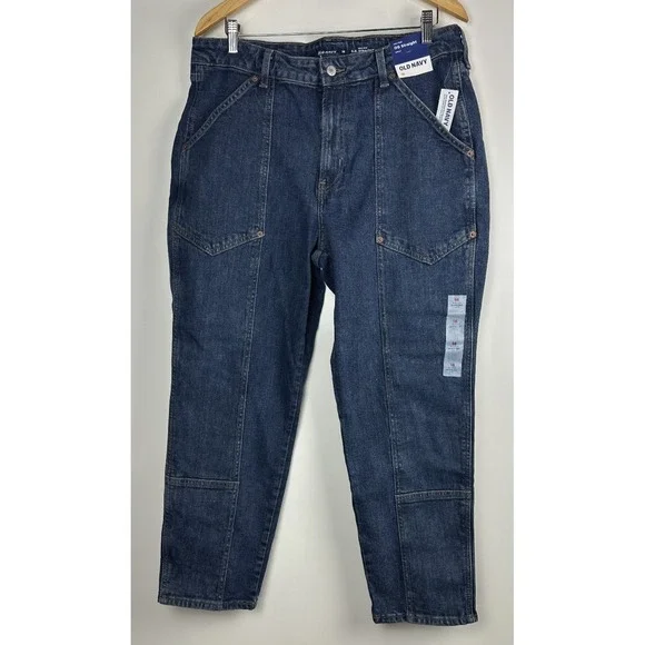 NWT Old Navy High-Waisted OG Straight Utility Jeans Blue Denim Plus Size 16 - Picture 11 of 12